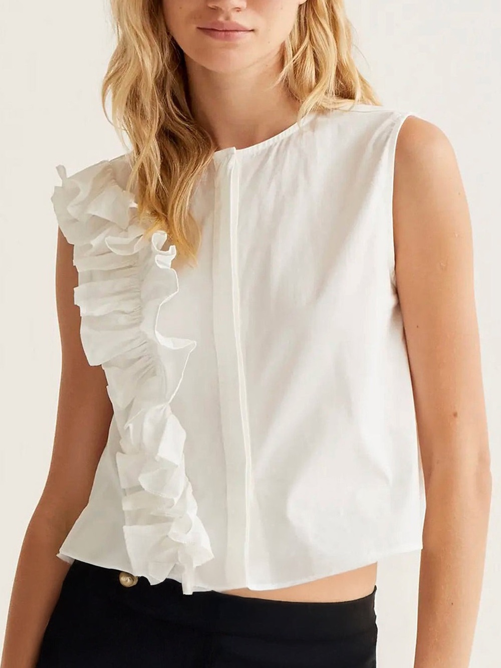 NWT Sold Out Compania Fantastica Malvina Ruffle Sleeveless Top White Size Small